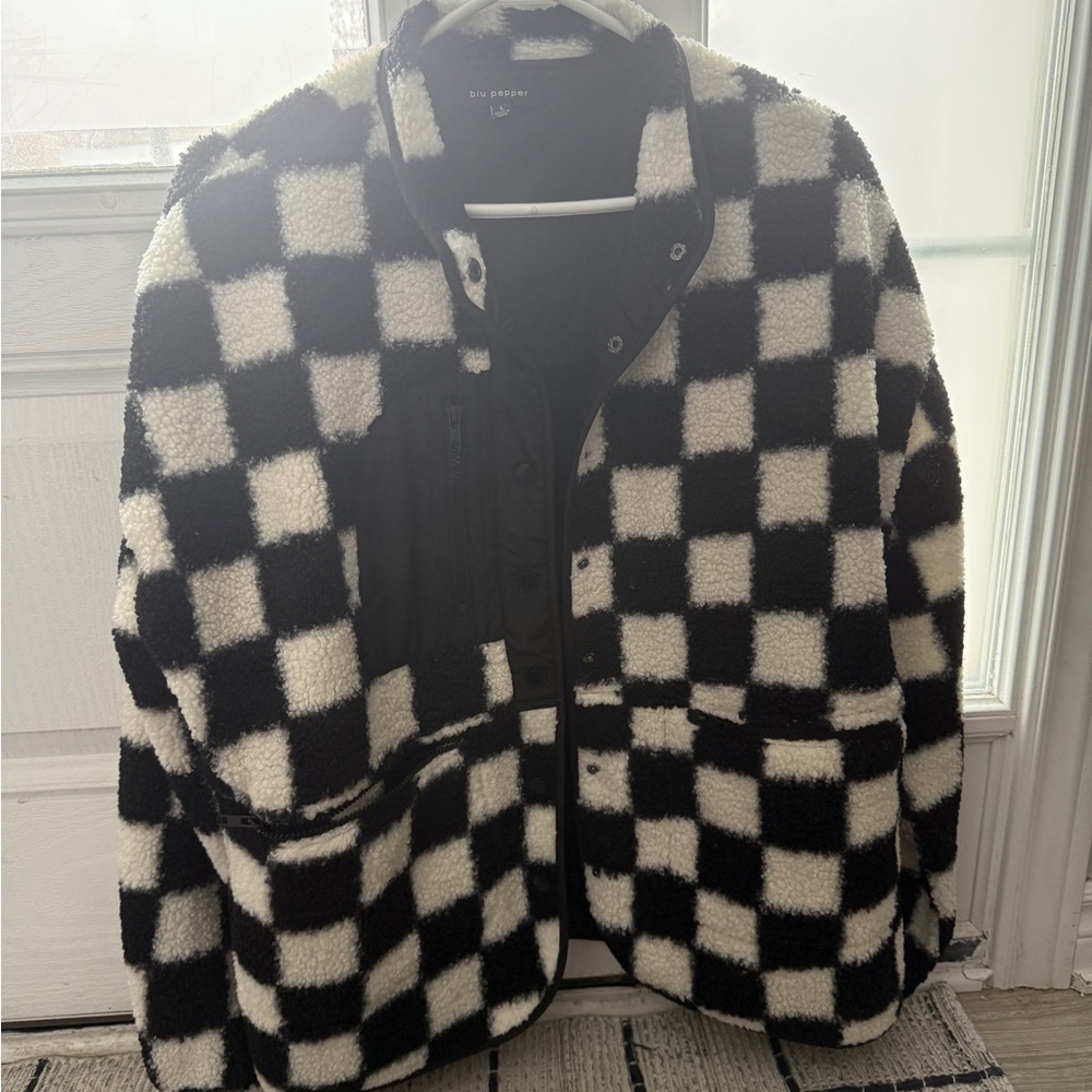 BLU PEPPER CHECKERBOARD JACKET SHACKET LARGE SKA